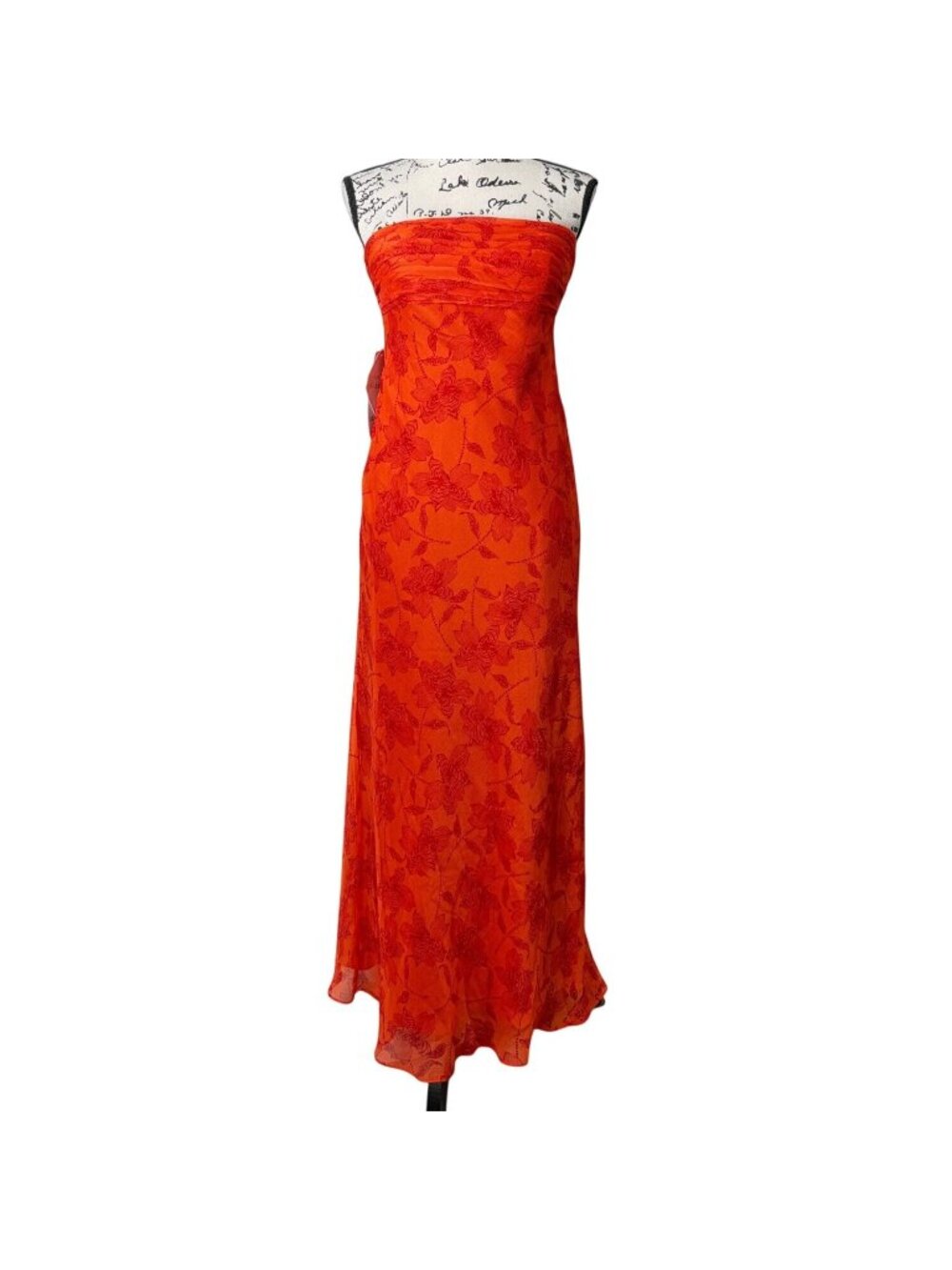 Azazie Atelier Women Size 6 Aisha Tangerine Maxi Dress Gown Strapless